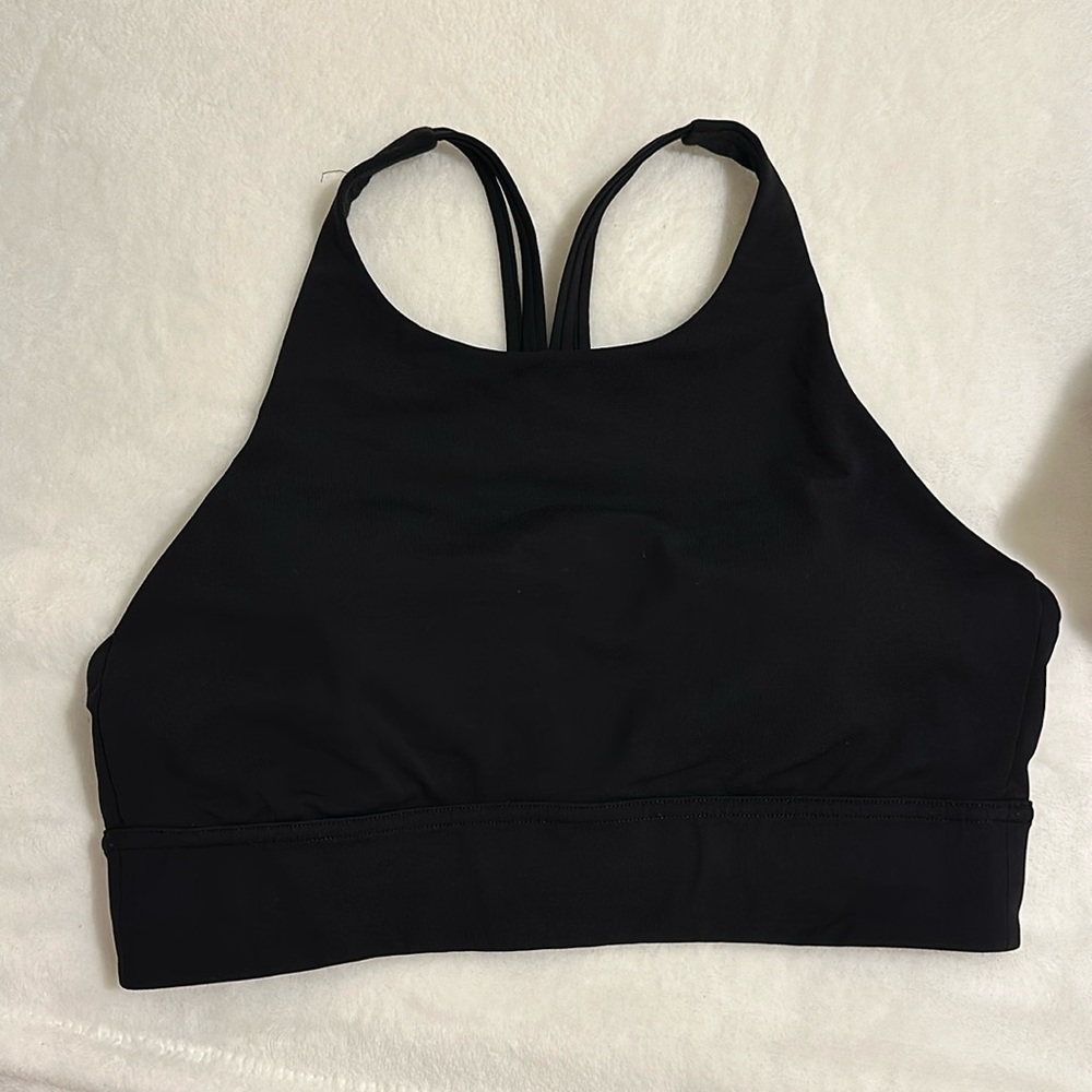 Lululemon high neck longline bra - black, size 12